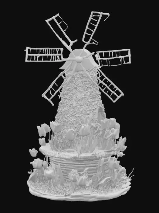 3D model for [Amsterdam] an elaborate windmill made from tulips, #AroundTheWorld#