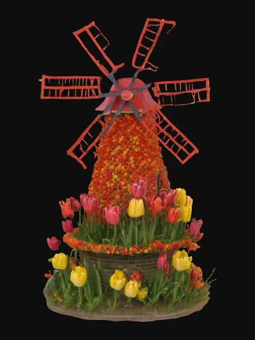 3D model for [Amsterdam] an elaborate windmill made from tulips, #AroundTheWorld#