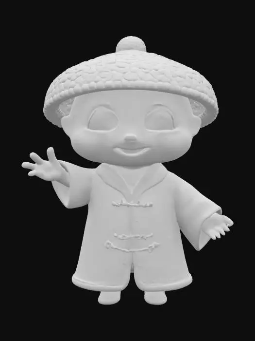 3D model for [China] a cartoonish bamboo shoot character wearing traditional chinese attire, #AroundTheWorld#
