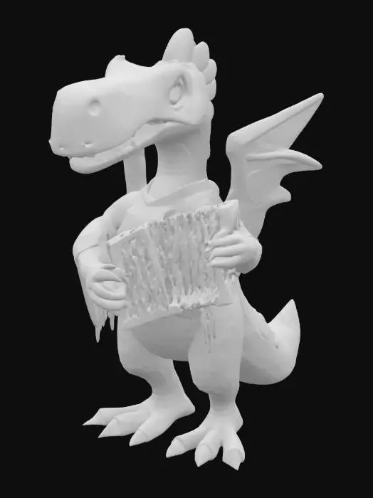 3D model for [Mexico] a colorful, cute, cartoonish pterodactyl dinosaur, wearing a Mexican poncho textured with vibrant mexican patterns, and equipped with an accordian, #AroundTheWorld#