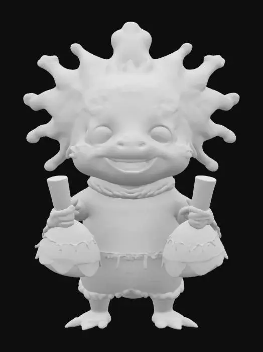 3D model for [Mexico] a colorful, cartoonish mexican axolotl, textured with vibrant mexican patterns, wearing a poncho, and equipped with maracas, #AroundTheWorld#