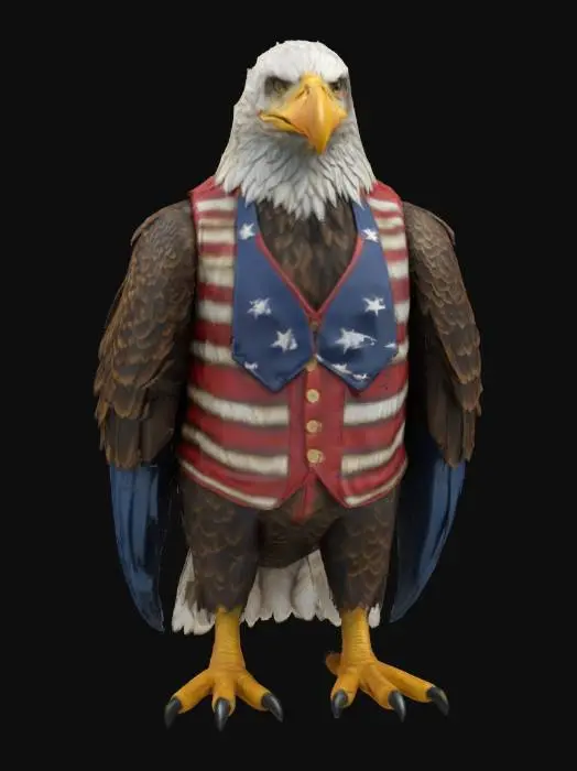 3D model for [United States] Ultra Realistic, Hyper Detailed, Patriotic American-Dressed Bald Eagle, #AroundTheWorld#