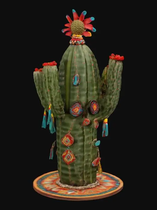 3D model for [Utah], a gorgeous native american decorated cactus, decorated to represent a southwest native american tribe with textiles, beads, and other motifs, #AroundTheWorld#
