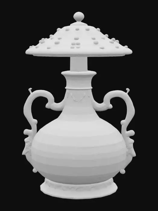 3D model for an elaborate mushroom-shaped potion bottle half-filled with glowing potion