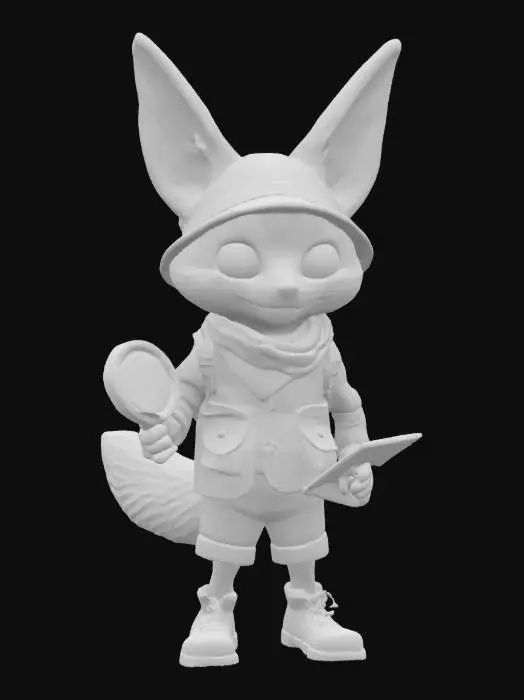 3D model for a cartoonish fennec fox explorer character