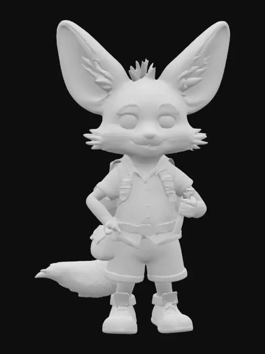 3D model for a cartoonish fennec fox explorer character