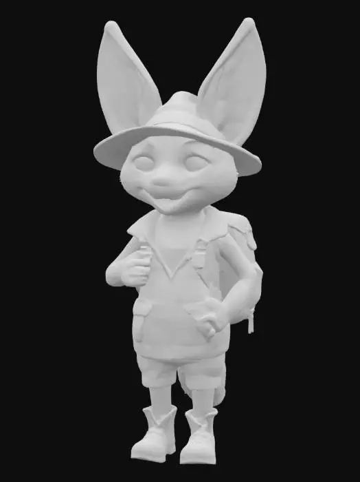 3D model for a cartoonish fennec fox explorer character