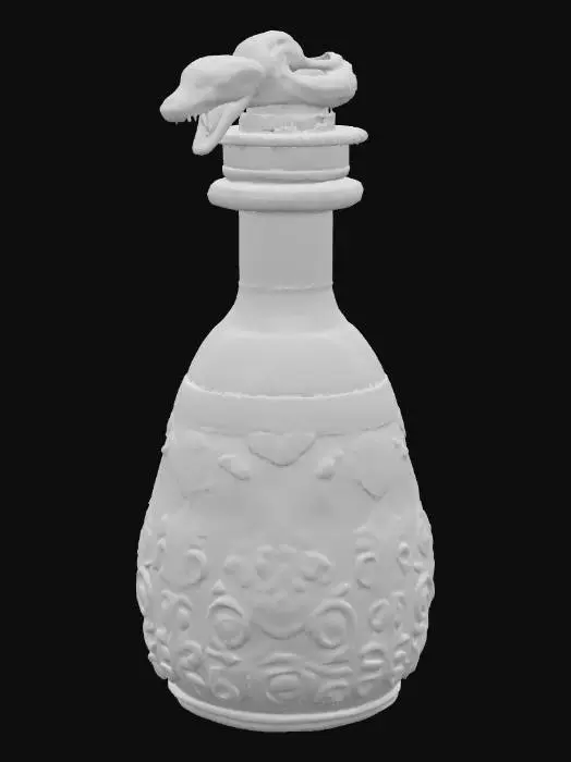 3D model for An ornate, ancient-looking vial containing a glowing and swirling indigo elixir