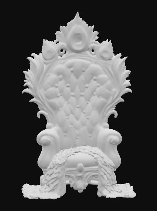 3D model for a peacock feather throne with golden peacock heads, #PBR#