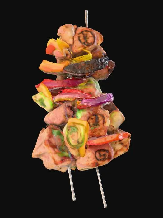 3D model for Highly Detailed, Ultra Realistic, delicious meat and vegetable kebab, #food#