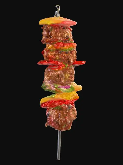3D model for Highly Detailed, Ultra Realistic, delicious meat and vegetable kebab, #food#