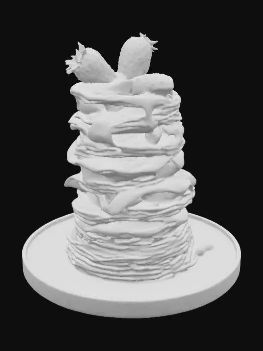 3D model for Highly Detailed, Ultra Realistic, a delicious stack of detailed crepes with different fillings in each layer, #food#