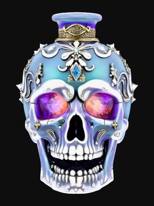 3D model for an elaborate skull and crystal-themed elixir vial