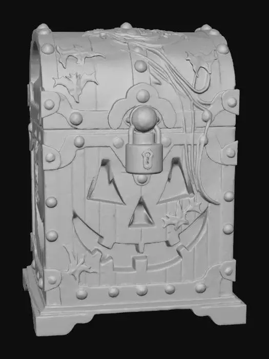 3D model for a locked halloween-themed chest, #Halloween2025#