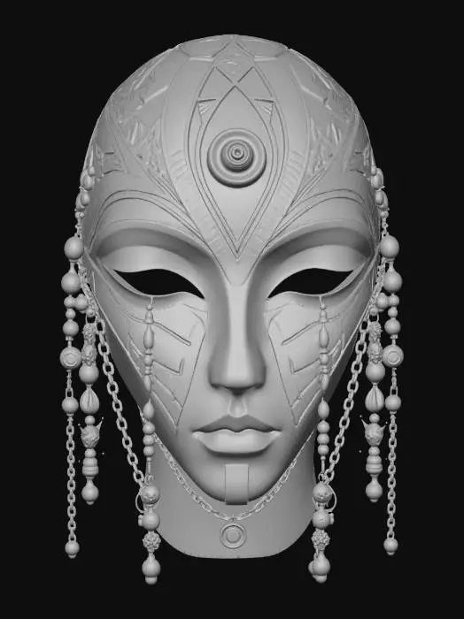 3D model for Turquoise Gold Masquerade Mask