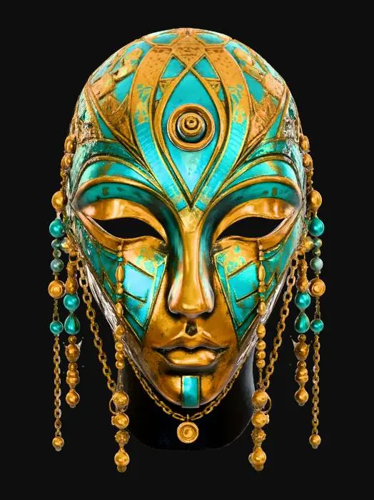 3D model for Turquoise Gold Masquerade Mask