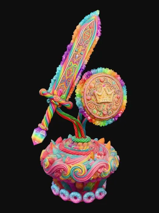 3D model for Rainbow Candy Sword with Crown Cookie