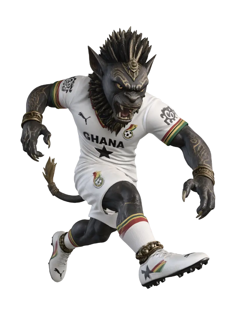 Ghana Wolf Striker 3D model, vytvořený pomocí AI
