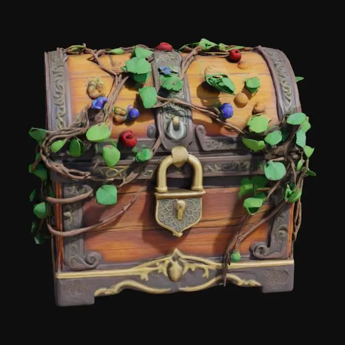 3D model for an elaborate vine-wrapped locked chest