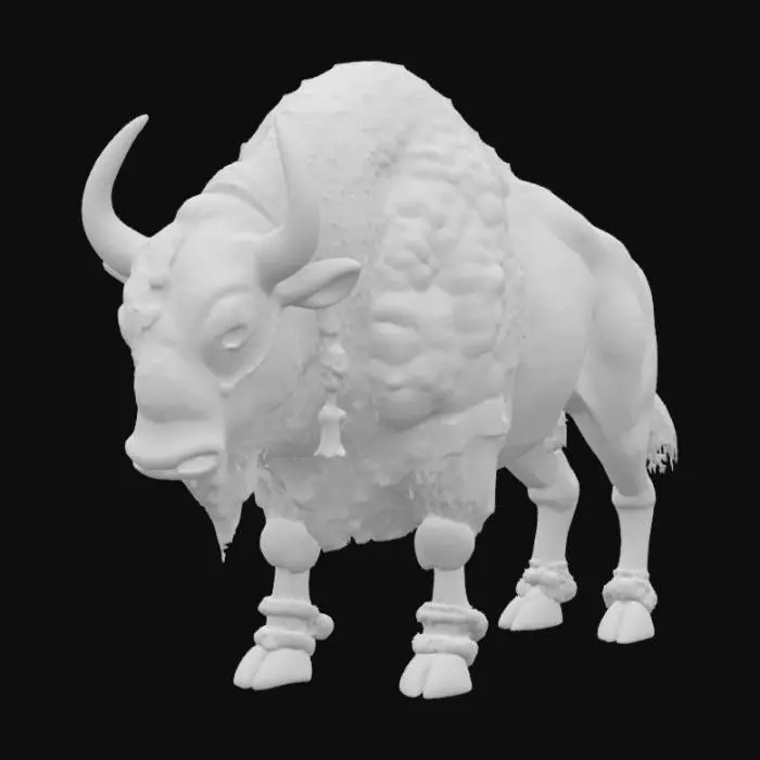 3D model for [North Dakota] a meticulously detailed and accurate bison wearing colorful accessories, #AroundTheWorld#