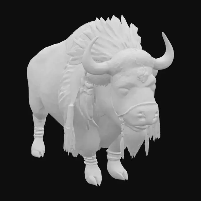 3D model for [North Dakota] a meticulously detailed and accurate bison wearing colorful accessories, #AroundTheWorld#