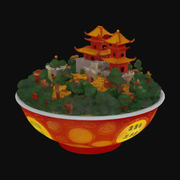 3D model for [Beijing, China] the city of beijing inside a ramen noodle container, #AroundTheWorld#
