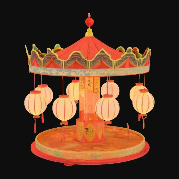 3D model for [Kyoto] a paper lantern origami carousel, #AroundTheWorld#
