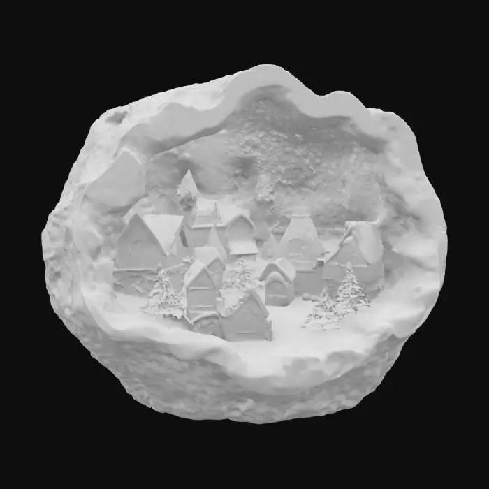 3D model for [Antarctica] an elaborate colored christmas village inside a glowing snowflake-shaped open geode, #AroundTheWorld#