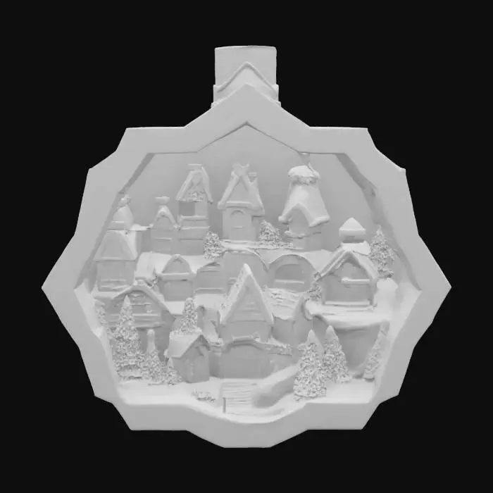 3D model for [Antarctica] an elaborate colored christmas village inside a glowing snowflake-shaped open geode, #AroundTheWorld#