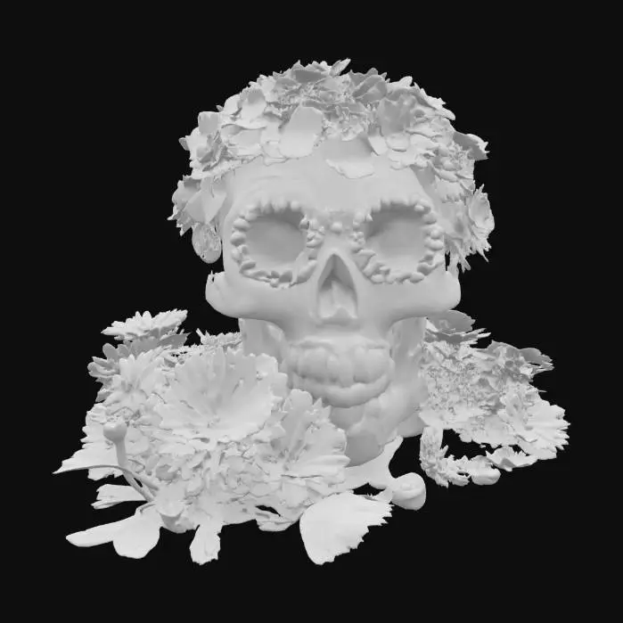 3D model for [Mexico], Stylized, a sugar skull made entirely from beautiful mexican flowers, #AroundTheWorld#
