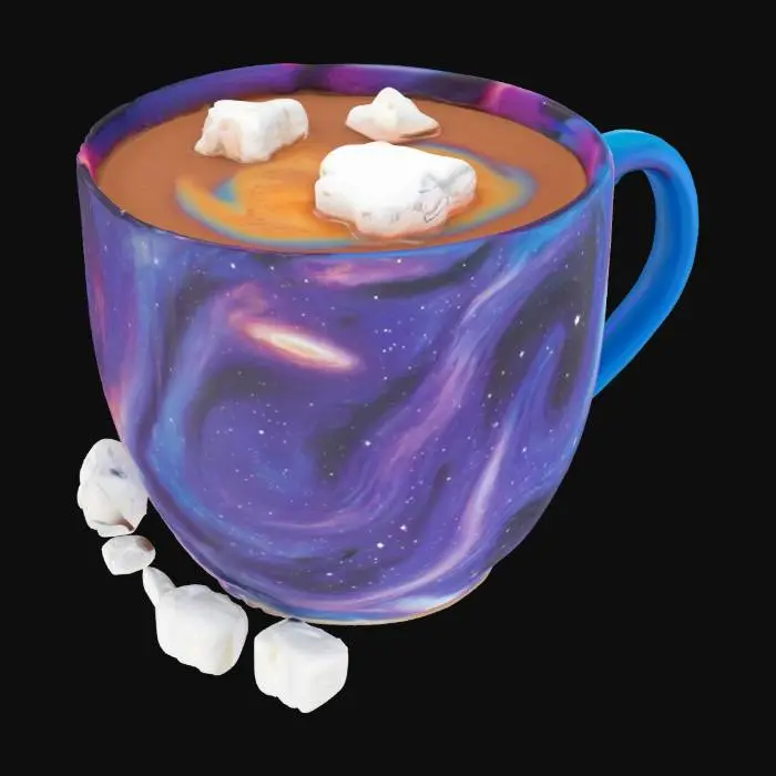 3D model for [Space] a galaxy cup of hot cocoa with stars and moon marshmallows, #AroundTheWorld#
