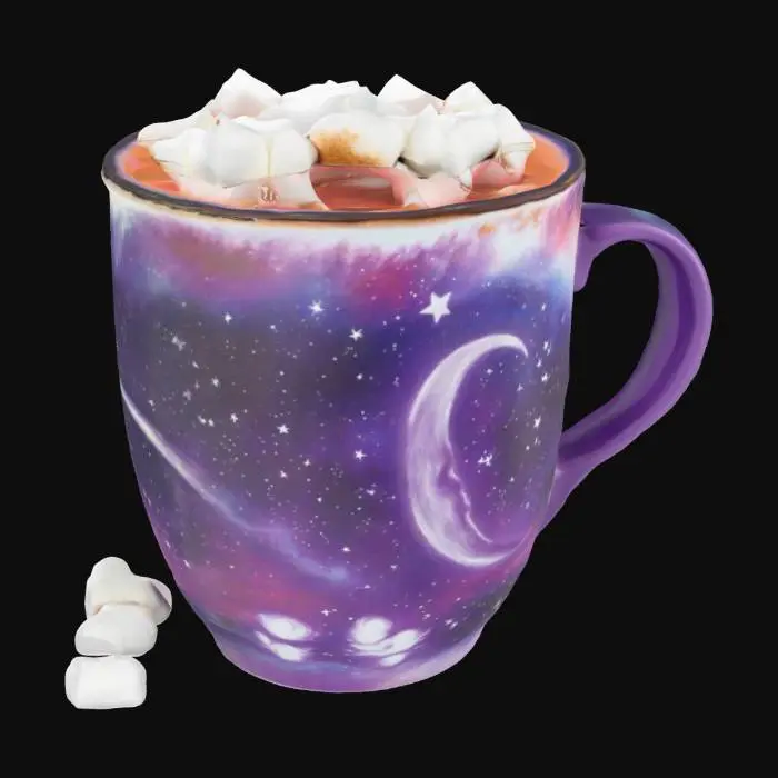 3D model for [Space] a galaxy cup of hot cocoa with stars and moon marshmallows, #AroundTheWorld#