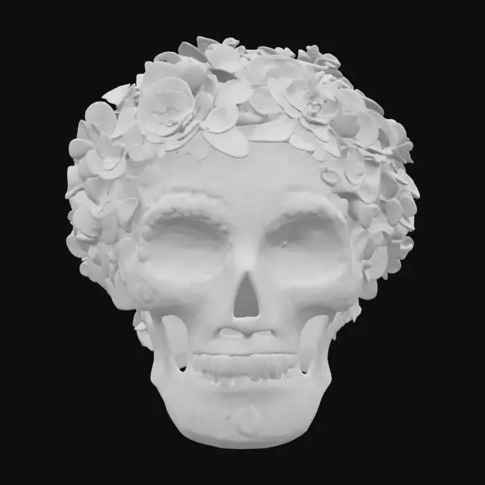 3D model for [Mexico], Stylized, a sugar skull made entirely from beautiful mexican flowers, #AroundTheWorld#