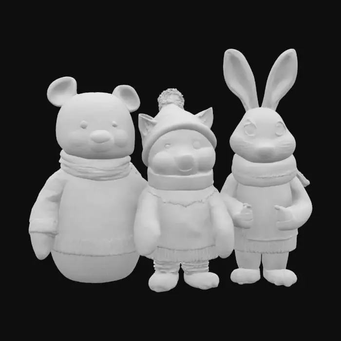 3D model for [Scandinavia], woodland animal snowman characters wearing scandinavian sweaters, #AroundTheWorld#