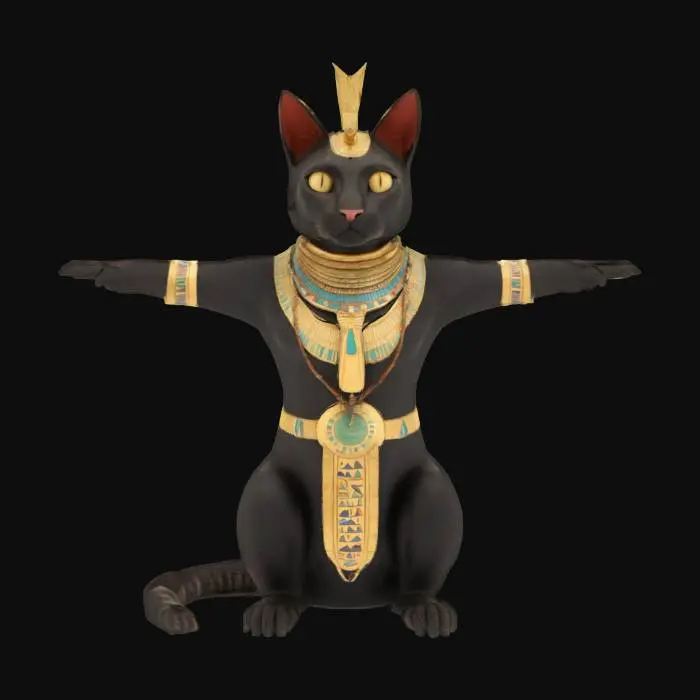 3D model for [Egypt] an Egyptian Cat Character in Ancient Egyptian Regalia, #AroundTheWorld#