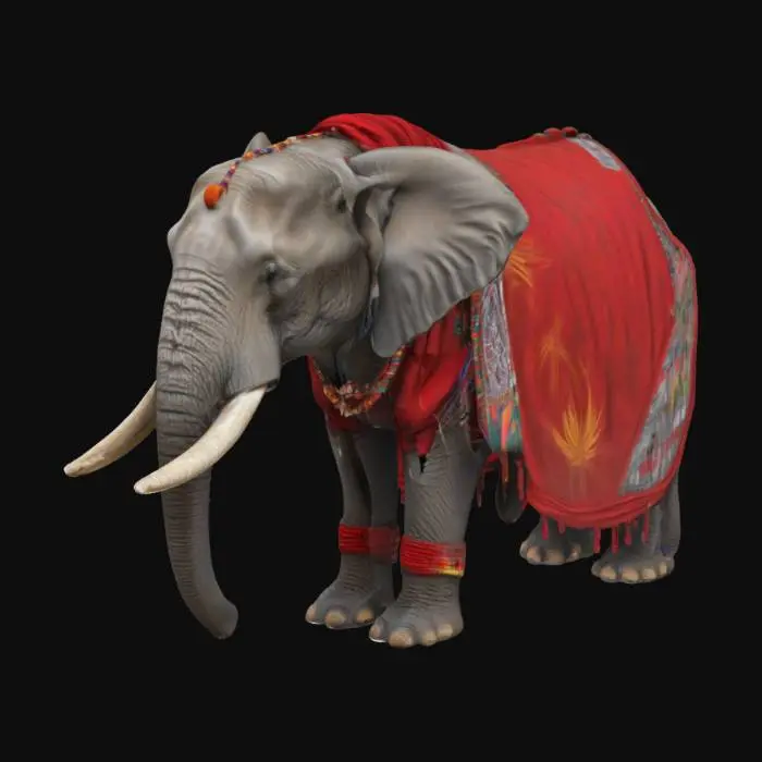 3D model for [Kenya] Ultra Realistic, Hyper Detailed, Elephant wearing Maasai Traditional Garments, #AroundTheWorld#