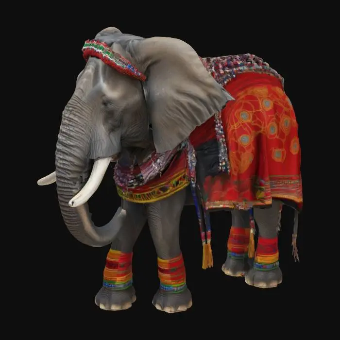 3D model for [Kenya] Ultra Realistic, Hyper Detailed, Elephant wearing Maasai Traditional Garments, #AroundTheWorld#