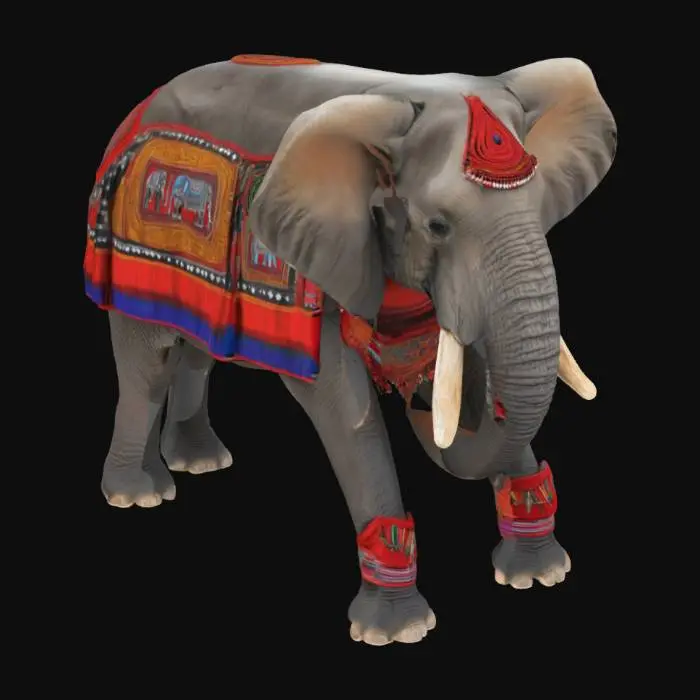 3D model for [Kenya] Ultra Realistic, Hyper Detailed, Elephant wearing Maasai Traditional Garments, #AroundTheWorld#