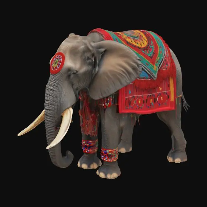 3D model for [Kenya] Ultra Realistic, Hyper Detailed, Elephant wearing Maasai Traditional Beaded Garments, #AroundTheWorld#