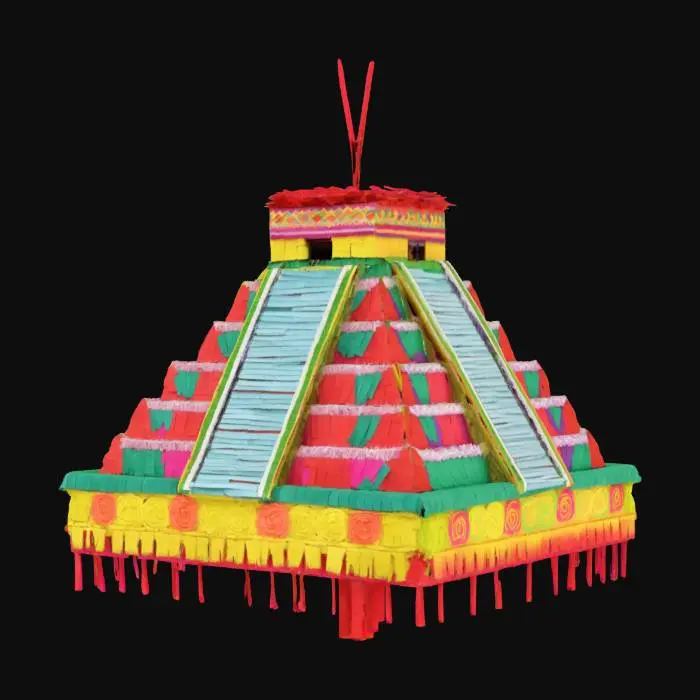 3D model for [Mexico] chichen itza as a colorful, mexican pinata, #AroundTheWorld#