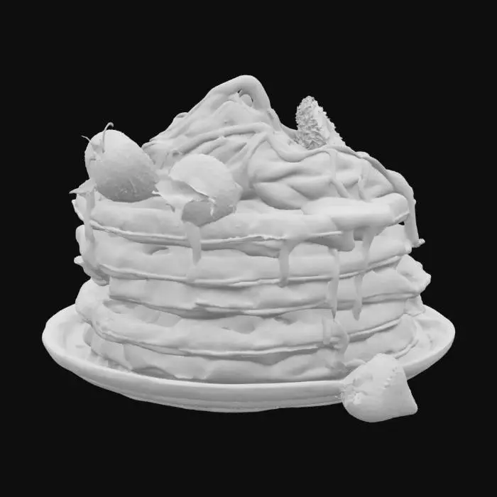 3D model for [Belgian], Highly Detailed, Ultra Realistic, stack of detailed Belgian waffles with realistic toppings, #AroundTheWorld#