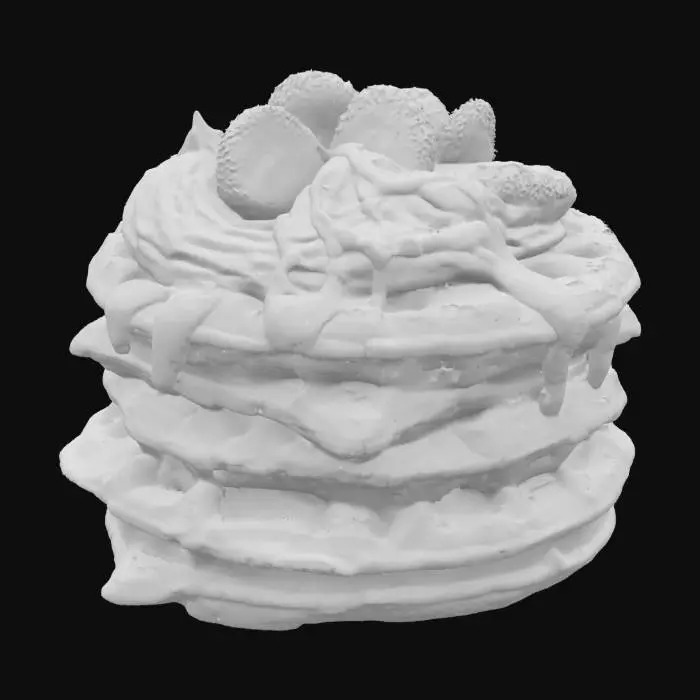 3D model for [Belgian], Highly Detailed, Ultra Realistic, stack of detailed Belgian waffles with realistic toppings, #AroundTheWorld#
