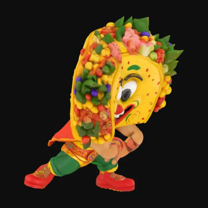 3D model for [Mexico] a Taco as a stylized Lucha Libre Character, #AroundTheWorld#