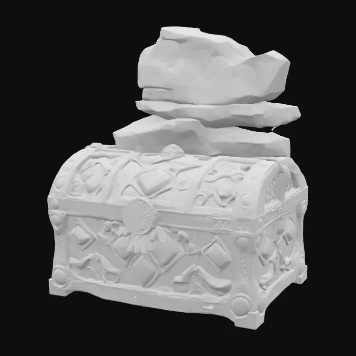 3D model for [New Mexico] an ornate stacked red rock treasure chest inlay with turquoise gemstones, inspired by  Monument Valley’s spires, #AroundTheWorld#