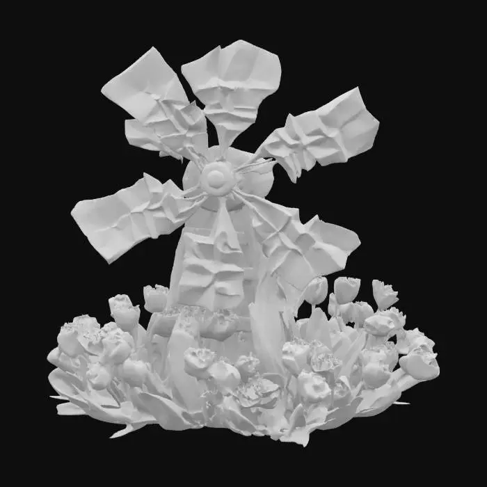 3D model for [Amsterdam] an elaborate windmill made from tulips, #AroundTheWorld#