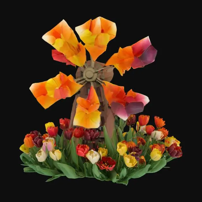 3D model for [Amsterdam] an elaborate windmill made from tulips, #AroundTheWorld#