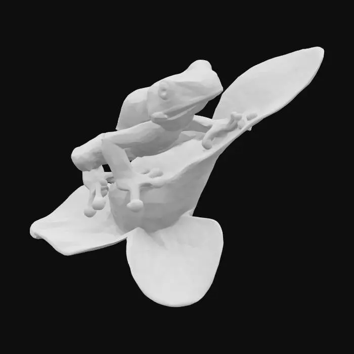 3D model for [south america] Ultra Realistic, Hyper Detailed, a bioluminescent poison dart frog with a Heliconia flower, #AroundTheWorld#