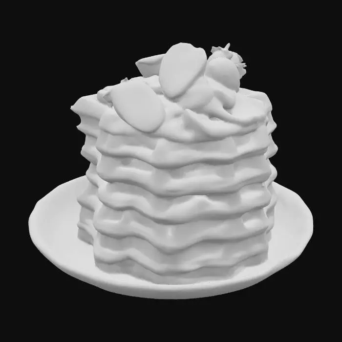 3D model for Highly Detailed, Ultra Realistic, stack of detailed Belgian waffles on a plate, #food#