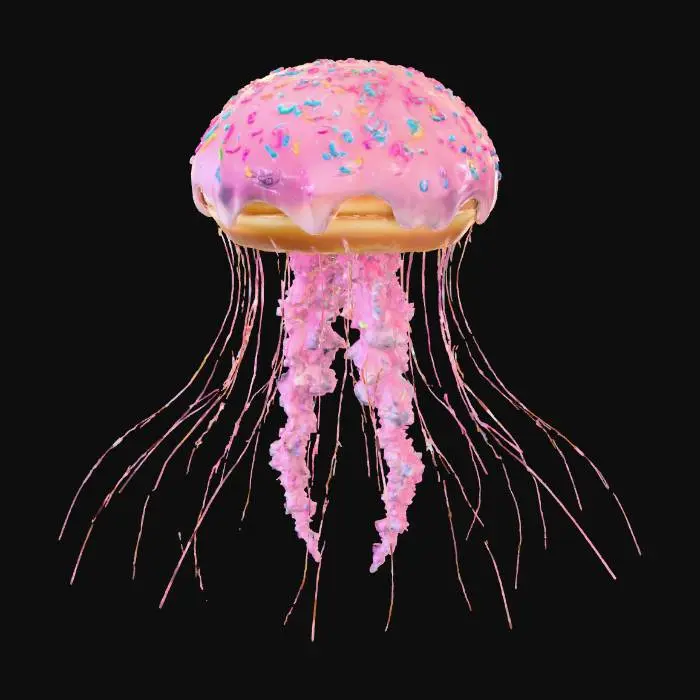 3D model for Jelly Donut Jellyfish, #food#