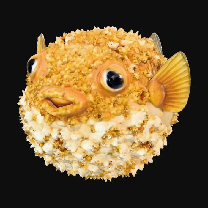 3D model for Popcorn Pufferfish, #food#